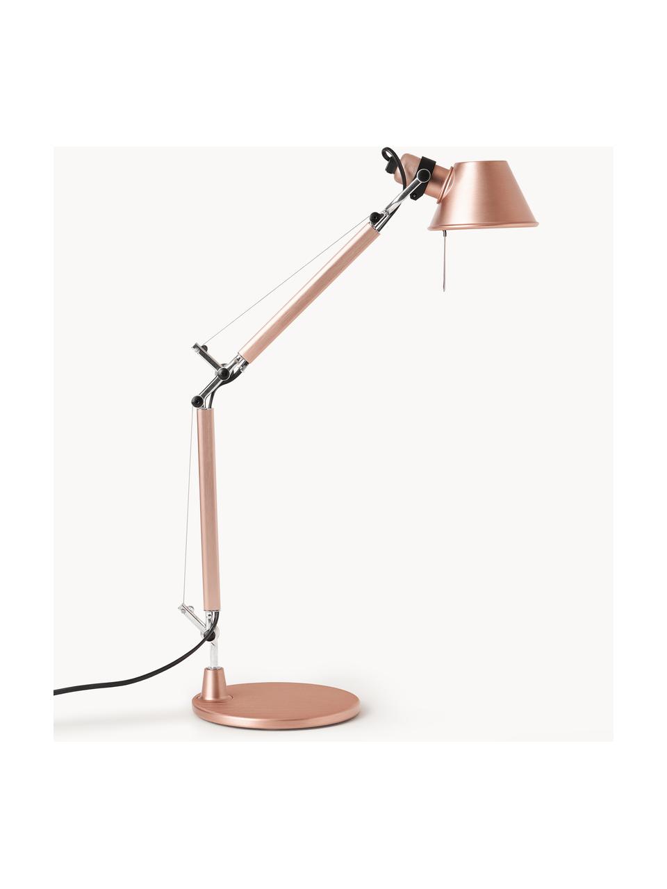 Nastaviteľná stolová lampa Tolomeo Micro, Bledoružová s metalízovým povrchom, Š 45 x V 37 - 73 cm