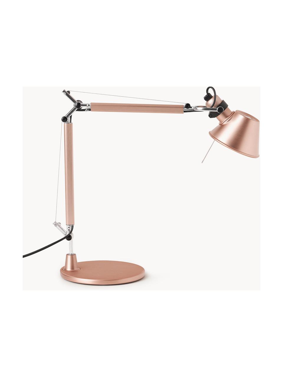 Nastaviteľná stolová lampa Tolomeo Micro, Bledoružová s metalízovým povrchom, Š 45 x V 37 - 73 cm