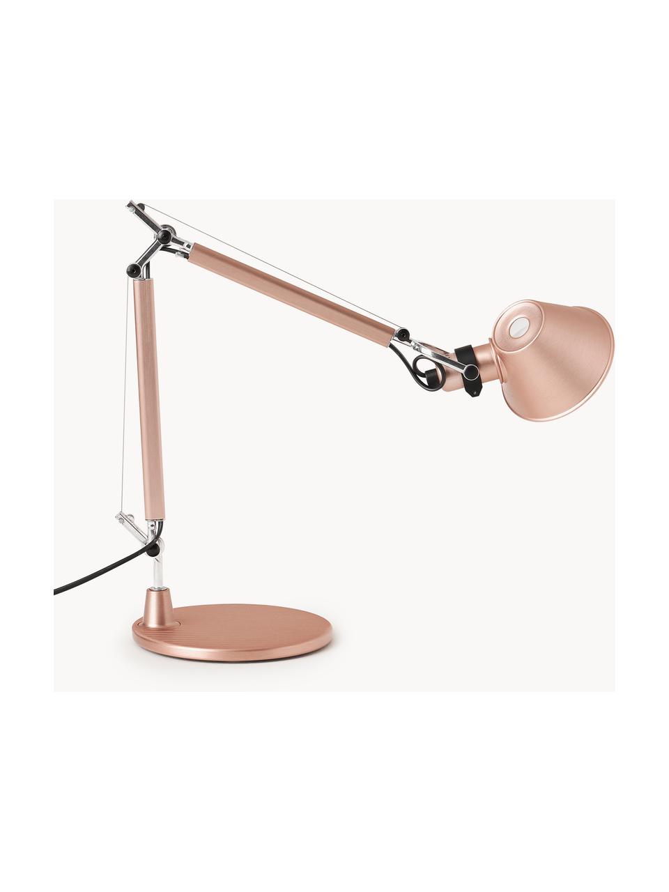 Nastaviteľná stolová lampa Tolomeo Micro, Bledoružová s metalízovým povrchom, Š 45 x V 37 - 73 cm