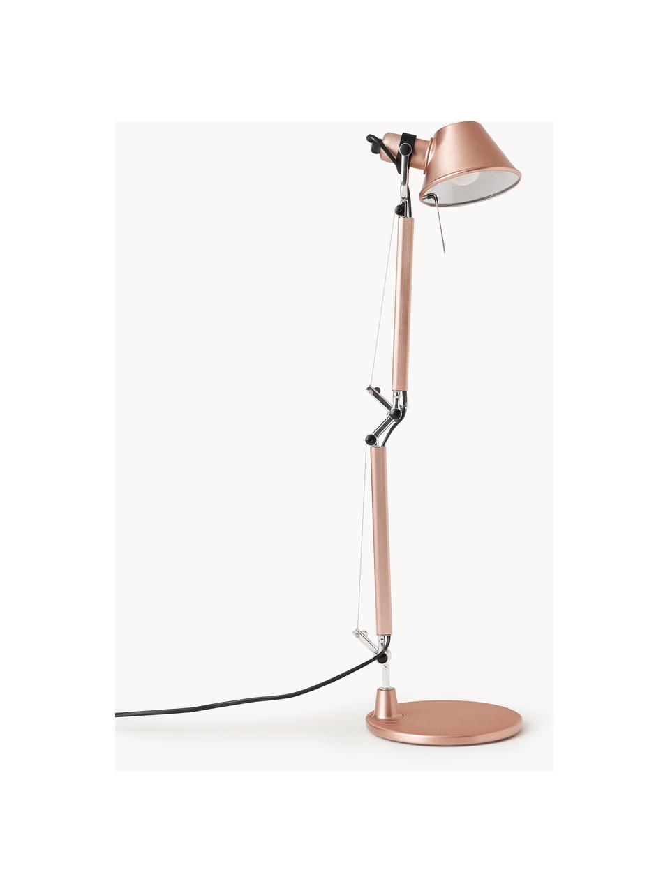 Lampa biurkowa Tolomeo Micro, Blady różowy z metalicznym wykończeniem, S 43 x W 37 cm