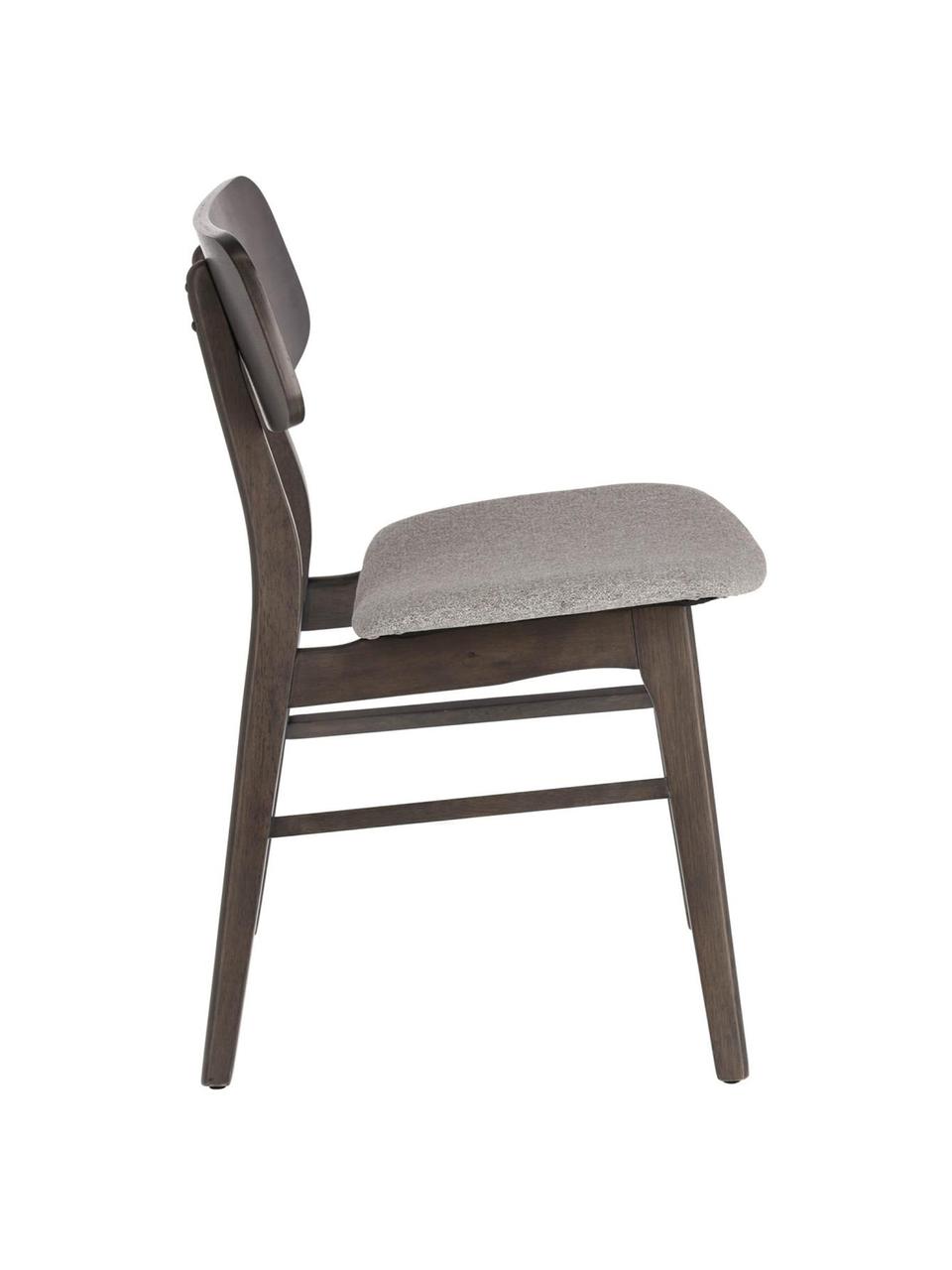 Houten stoelen Selia, 2 stuks, Frame: massief rubberhout, essen, Bekleding: polyester, Grijstinten, B 48 x D 53 cm
