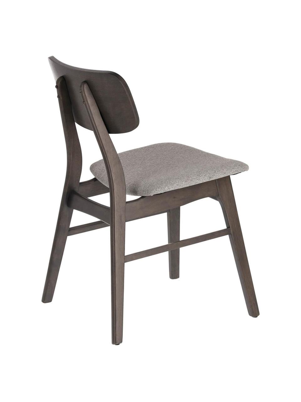 Holzstühle Selia, 2 Stück, Gestell: Massives Gummibaumholz, E, Bezug: Polyester, Grautöne, B 48 x T 53 cm
