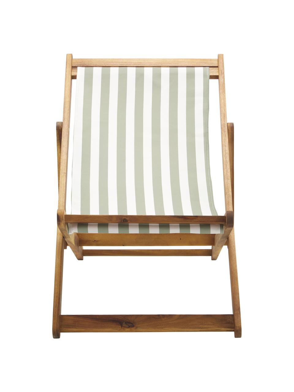 Transat pliable en bois Zoe, Vert, blanc