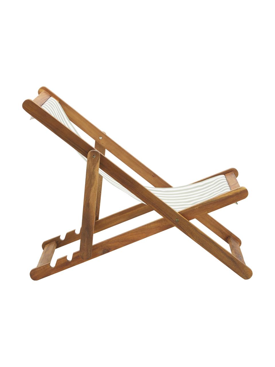 Transat pliable en bois Zoe, Vert, blanc