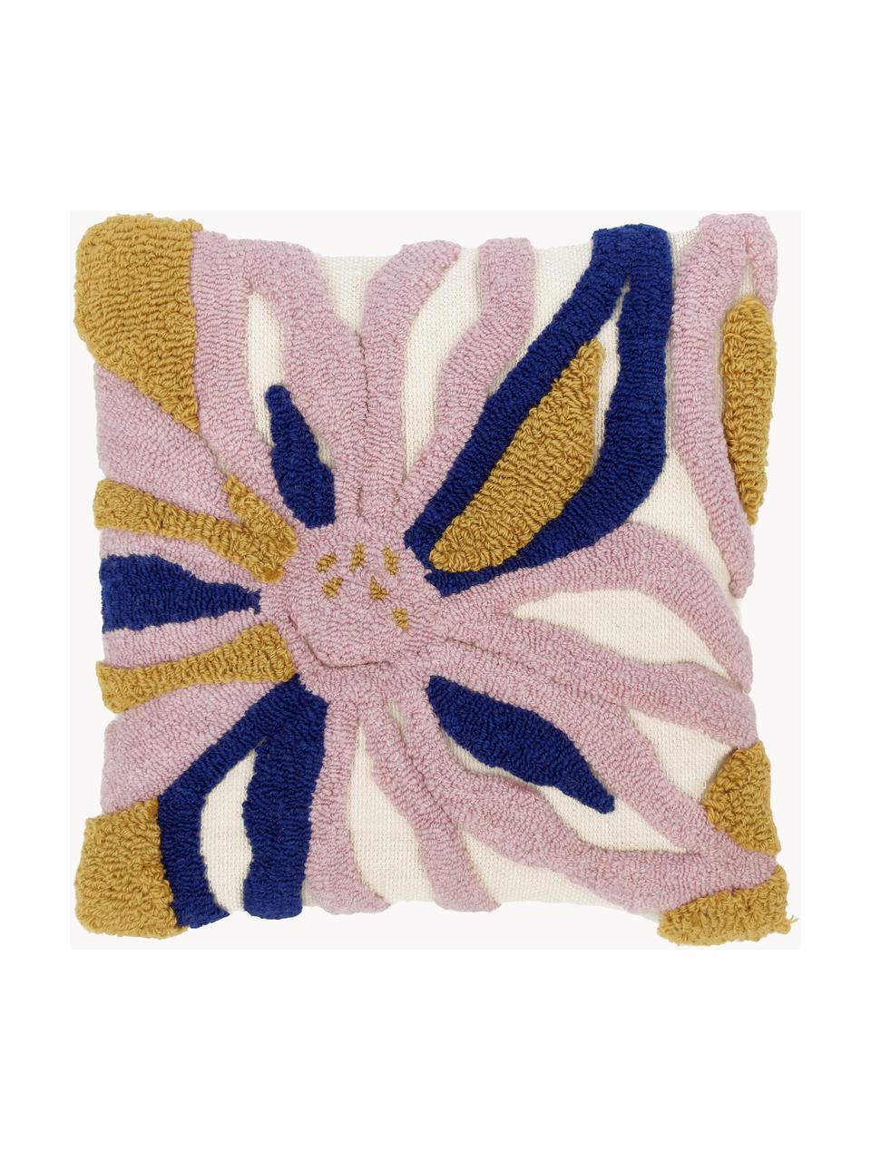 Funda de cojín bordada Poppy, Funda: 100% algodón Bordado, Rosa, multicolor, An 45 x L 45 cm