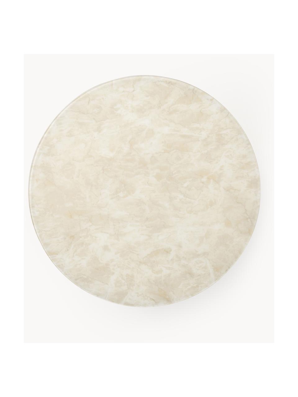 Table basse ronde look marbre Antigua, Beige, aspect marbre, or laiton mat, Ø 80 cm