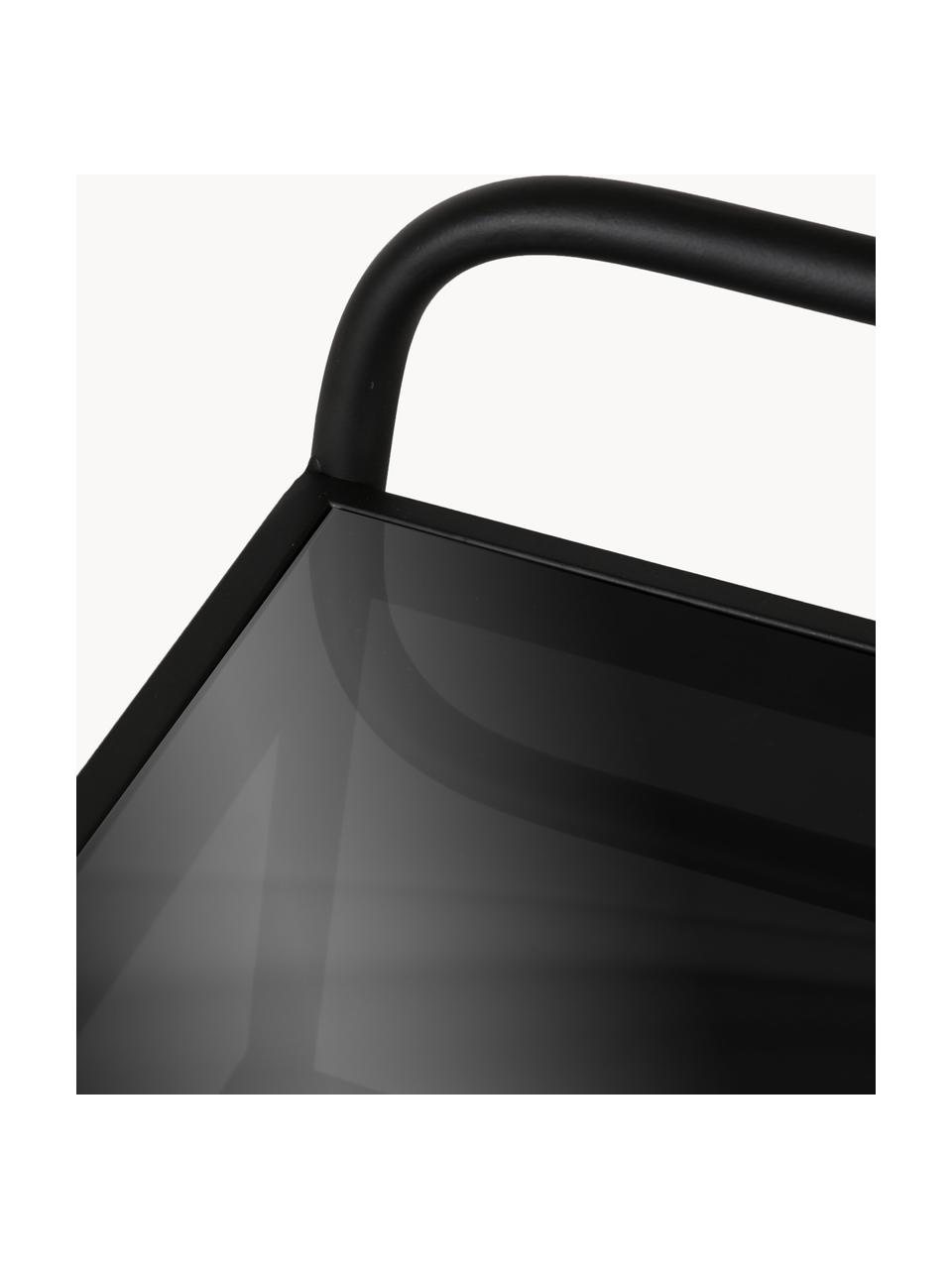 Wózek barowy z metalu ze szklanym blatem Markus, Nogi: metal malowany proszkowo, Czarny, S 58 x W 83 cm