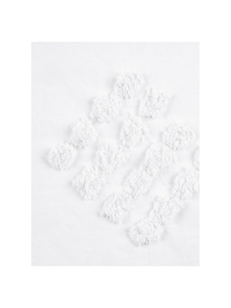 Baumwollperkal-Bettwäsche Fia mit getufteter Verzierung, Webart: Perkal Fadendichte 180 TC, Weiß, 135 x 200 cm + 1 Kissen 80 x 80 cm