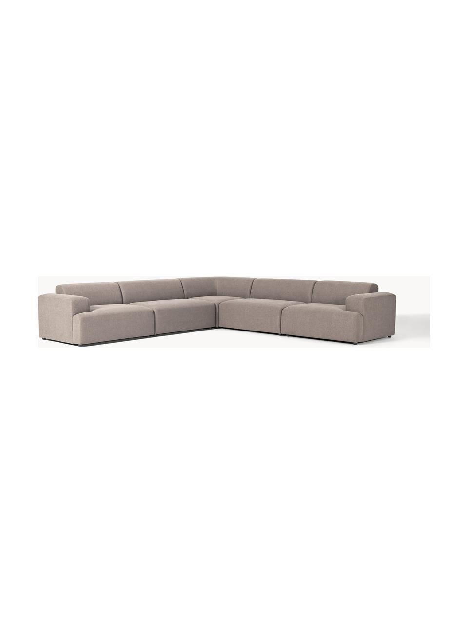 Sofa narożna XL Melva, Tapicerka: 100% poliester Dzięki tka, Stelaż: lite drewno sosnowe i świ, Nogi: tworzywo sztuczne Ten pro, Taupe tkanina, S 339 x G 339 cm