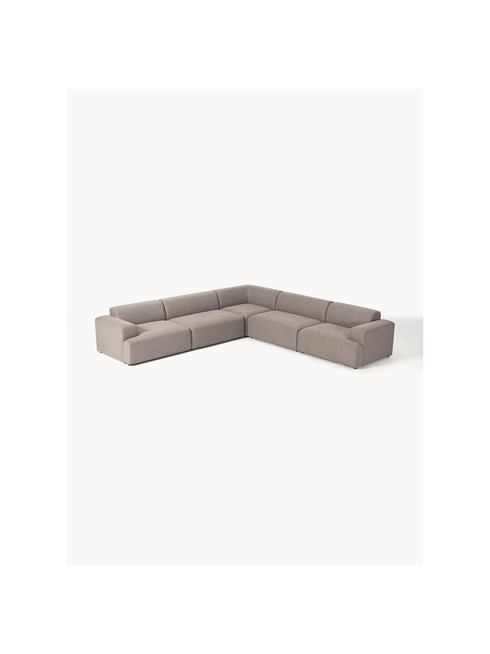 XL-Ecksofa Melva, Bezug: 100 % Polyester Der strap, Gestell: Massives Kiefern- und Fic, Füße: Kunststoff Dieses Produkt, Webstoff Taupe, B 339 x T 339 cm