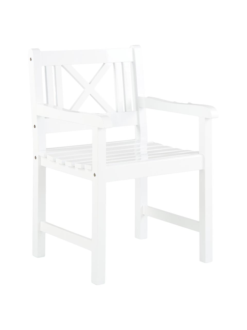 Krzesło ogrodowe z podłokietnikami  z drewna Rosenborg, Drewno mahoniowe, lakierowane, Biały, S 59 x W 89 cm