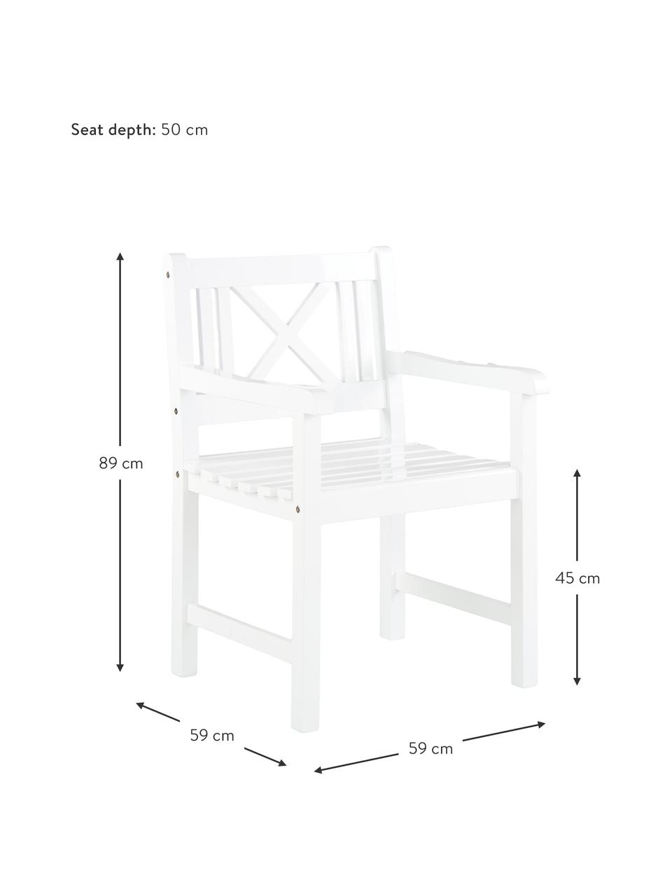Chaise de jardin en bois Rosenborg, Bois d'acajou, laqué, Blanc, larg. 59 x haut. 89 cm
