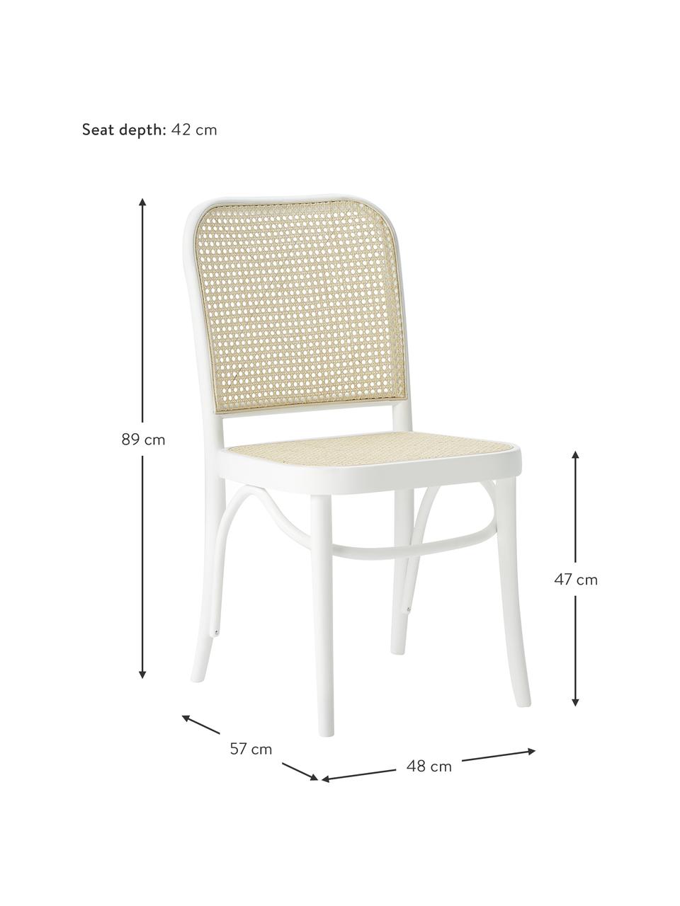 Dřevěná židle s vídeňskou pleteninou Franz, Bílá, béžová, Š 48 cm, V 89 cm