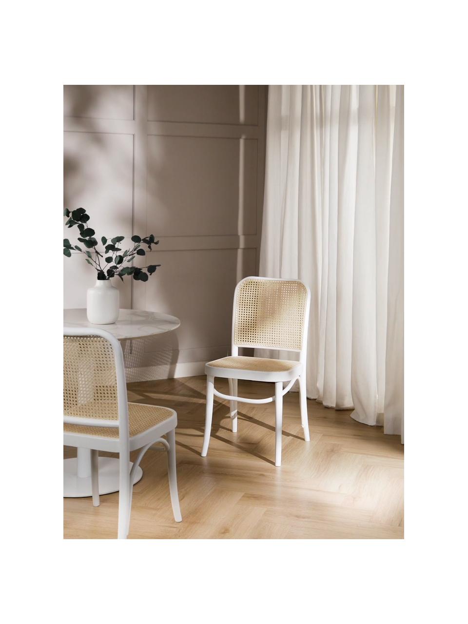 Drevená stolička s viedenským výpletom Franz, Ratan, biela, Š 48 x V 89 cm
