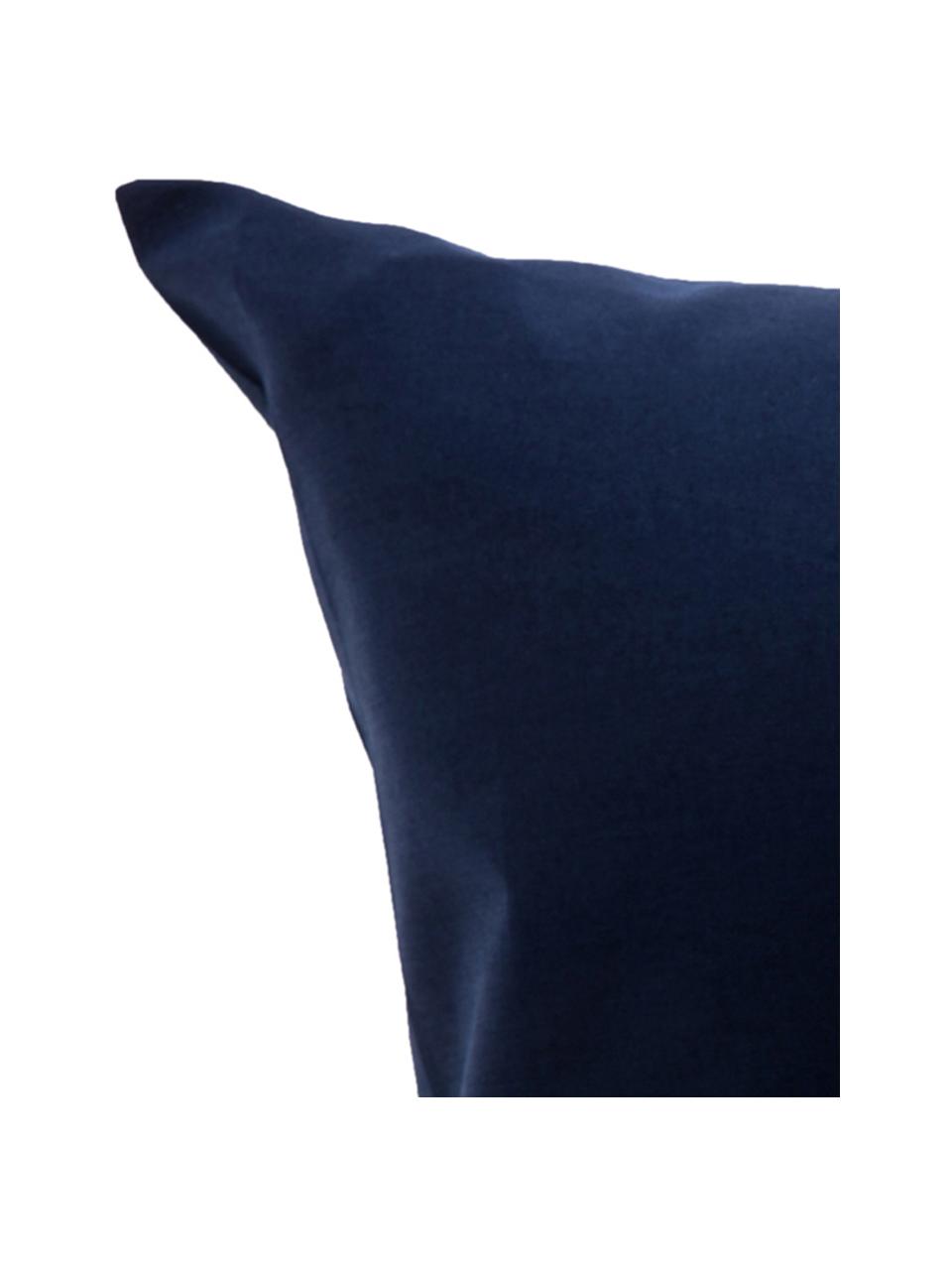 Set lenzuola blu scuro in cotone ranforce Lenare, Fronte e retro: blu scuro, 150 x 290 cm + 1 federa 50 x 80 cm