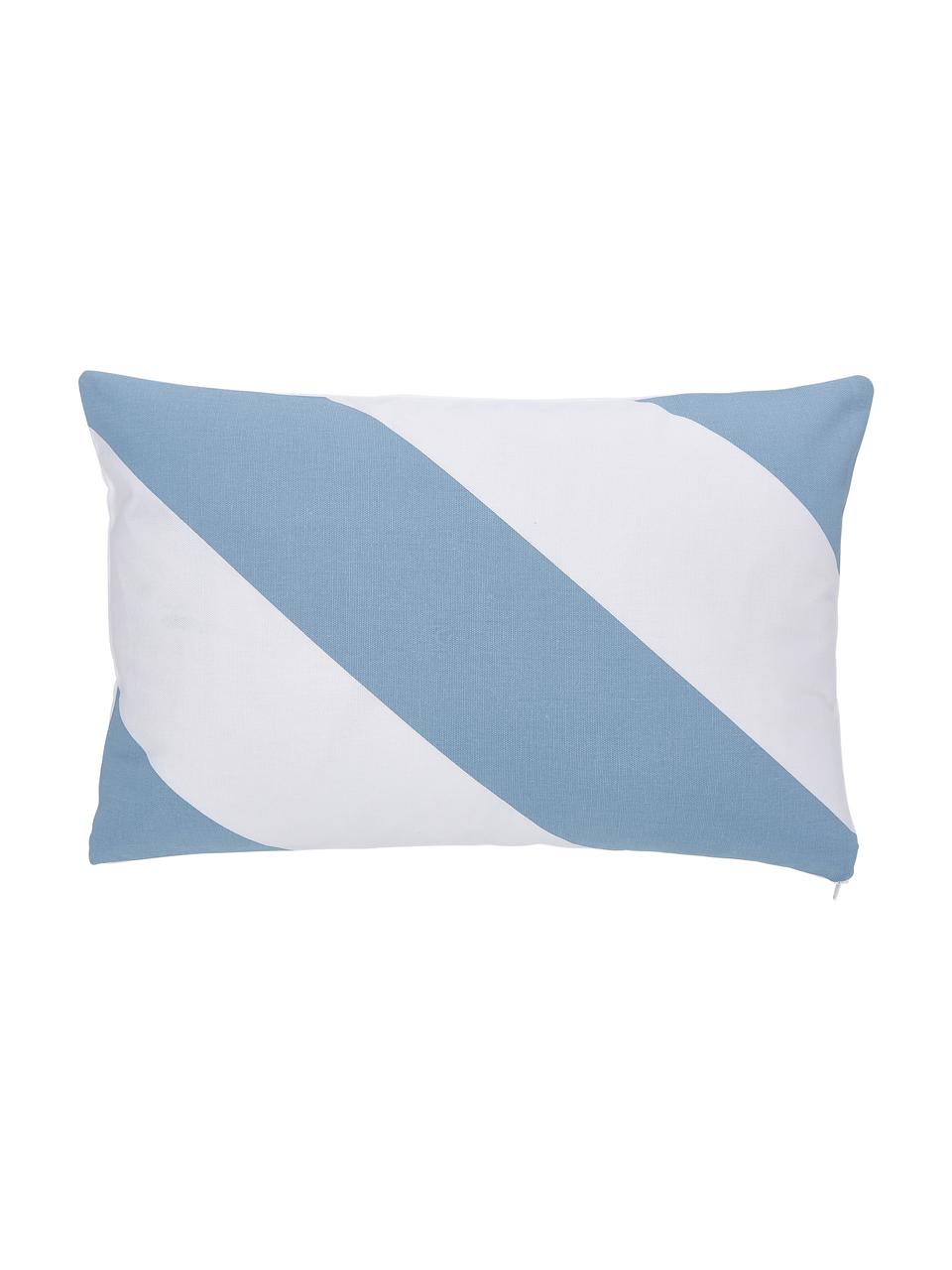 Housse de coussin rectangulaire Ren, 100 % coton, Blanc, bleu ciel, larg. 30 x long. 50 cm