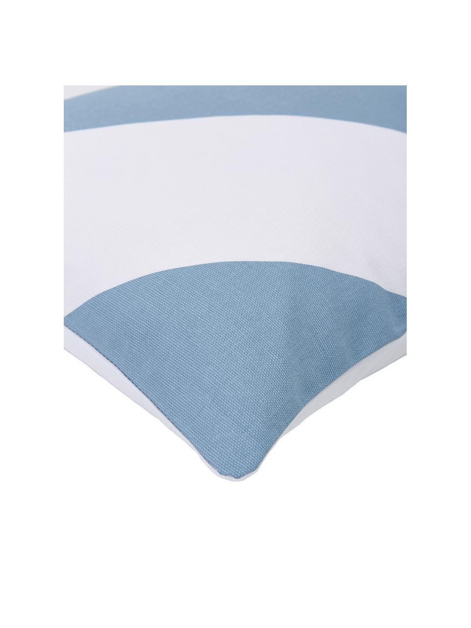Funda de cojín estampada Ren, 100% algodón, Blanco, azul claro, An 30 x L 50 cm