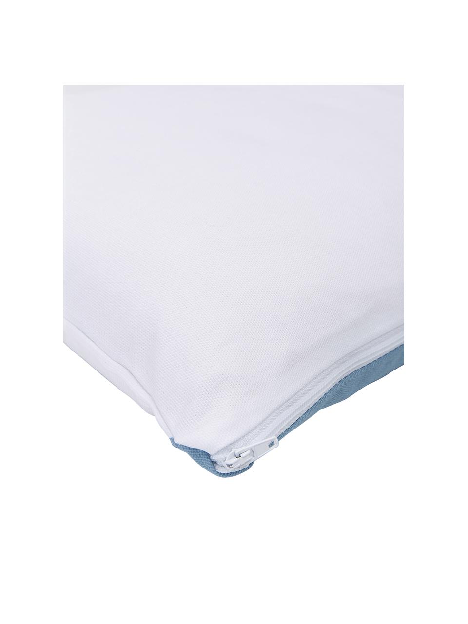 Gestreifte Kissenhülle Ren in Hellblau/White, 100% Baumwolle, Weiß, Hellblau, 30 x 50 cm