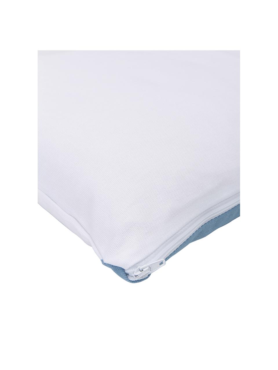 Housse de coussin rectangulaire Ren, 100 % coton, Blanc, bleu ciel, larg. 30 x long. 50 cm