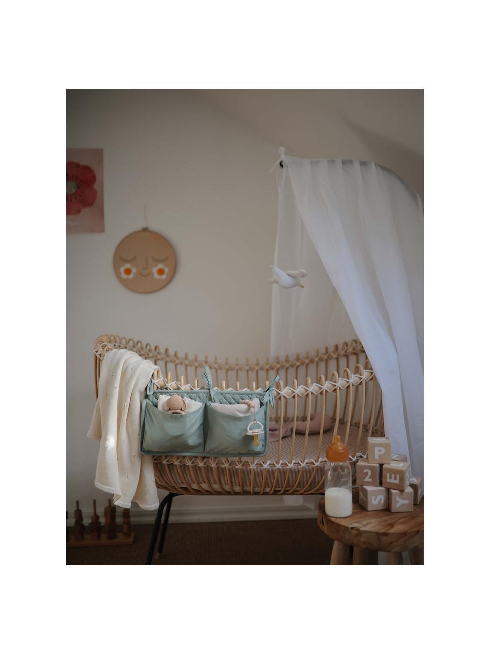 Handgefertigtes Stubenbett Lola aus Rattan, Korb: Rattan, Baumwollschnur, Gestell: Metall, Mangoholz, Matratze: Kokosfasern latexiert, Sc, Beige, Off White, B 51 x L 84 cm