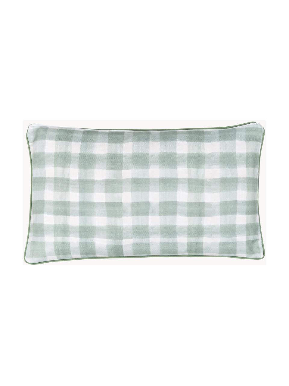 Housse de coussin 30x50 rectangulaire réversible Check par Candice Gray, 100 % coton, certifié GOTS, Vert menthe, blanc, larg. 30 x long. 50 cm