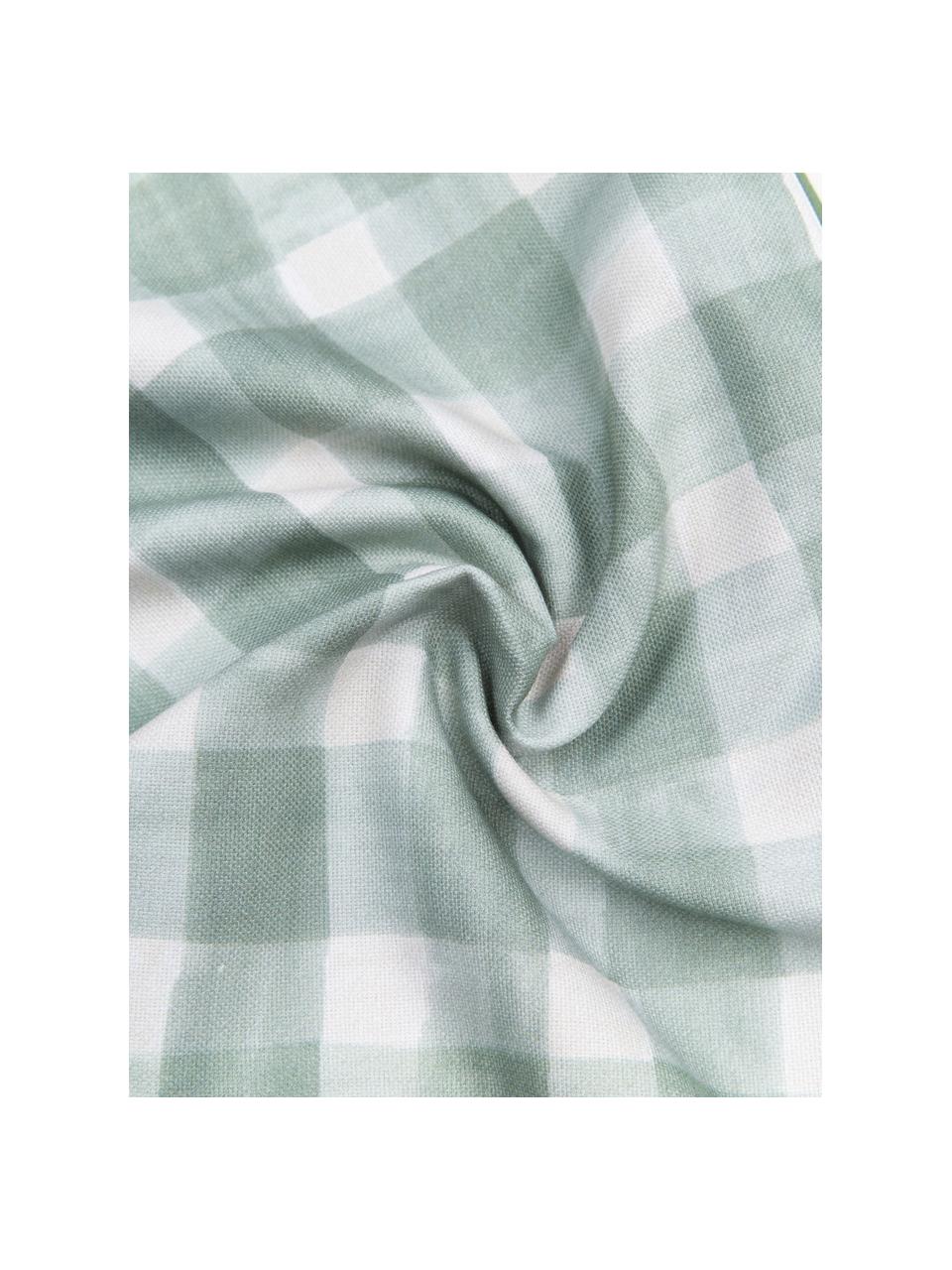 Housse de coussin 30x50 rectangulaire réversible Check par Candice Gray, 100 % coton, certifié GOTS, Vert menthe, blanc, larg. 30 x long. 50 cm