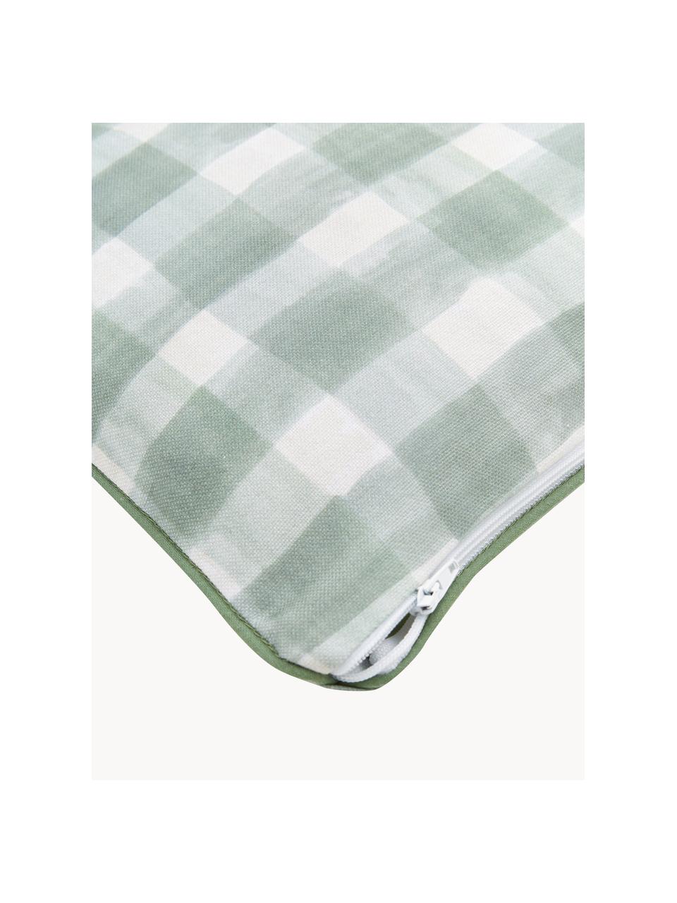 Funda de cojín doble cara Check, diseño Candice Gray, 100% algodón, certificado GOTS, Verde menta, blanco, An 30 x L 50 cm