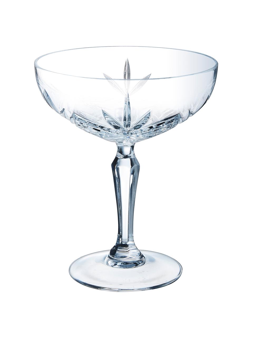 Champagneglazen Broadway met reliëf, 6 stuks, Glas, Transparant, Ø 12 cm x H 14 cm, 250 ml