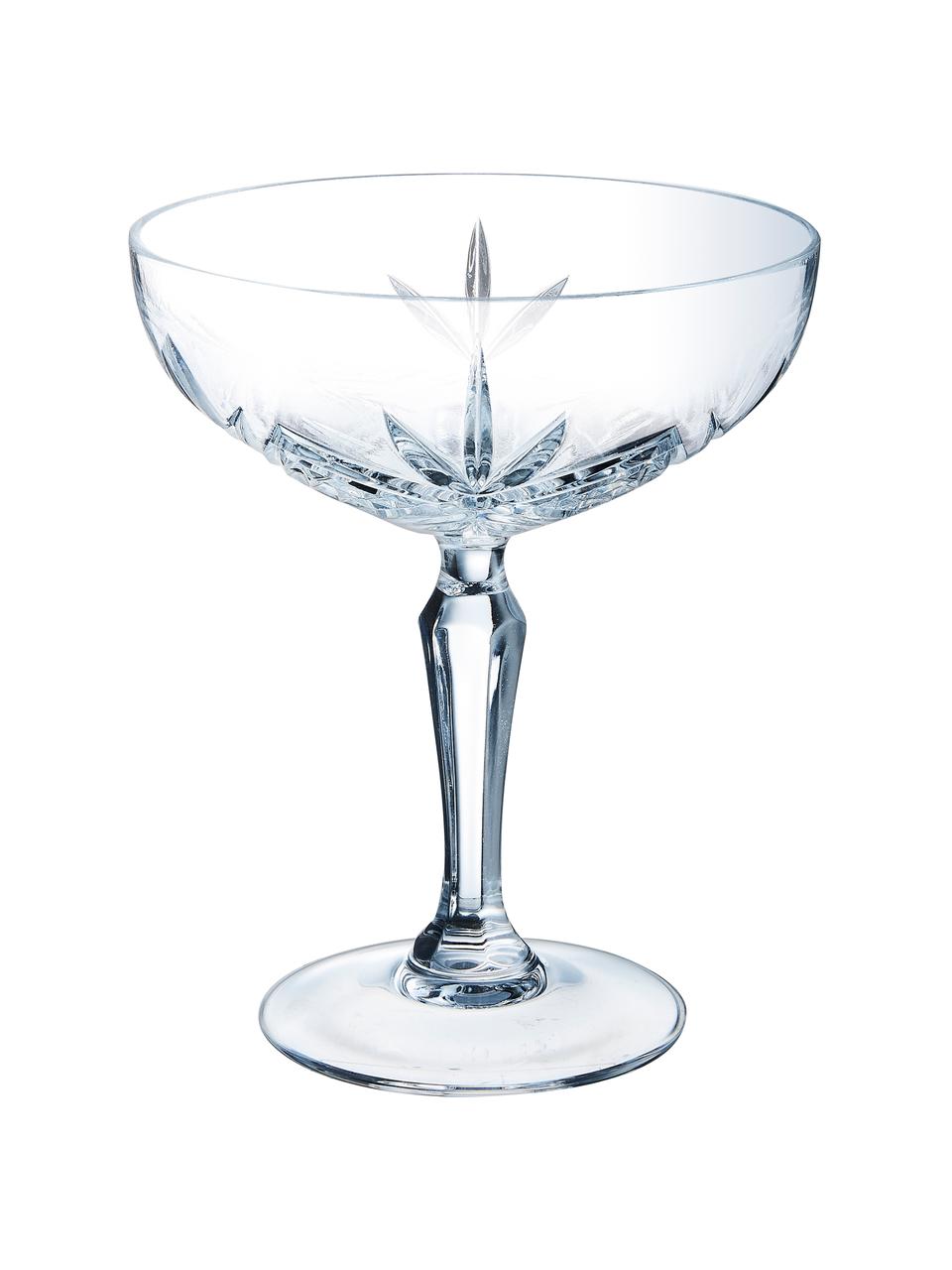 Coupe à champagne avec structure en relief Broadway, 6 pièces, Verre, Transparent, Ø 12 x haut. 14 cm, 250 ml