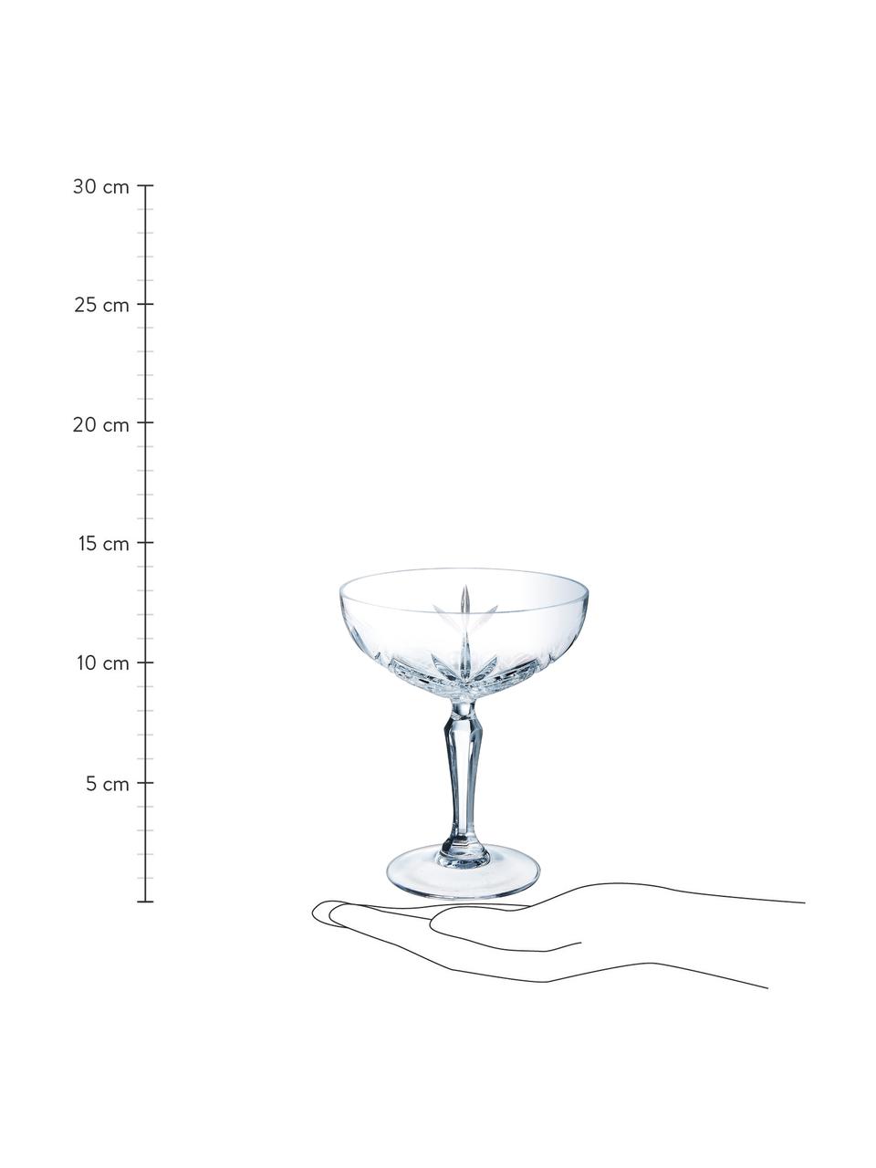 Poháre na šampanské s reliéfom Broadway, 6 ks, Sklo, Priehľadná, Ø 12 x V 14 cm, 250 ml