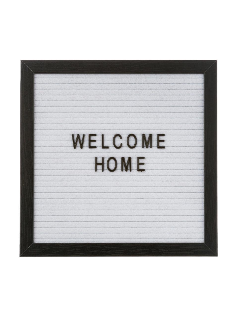 Letterbord Wallplaque met houten lijst, 291-delig, Frame: hout, Grijs, 26 x 26 cm