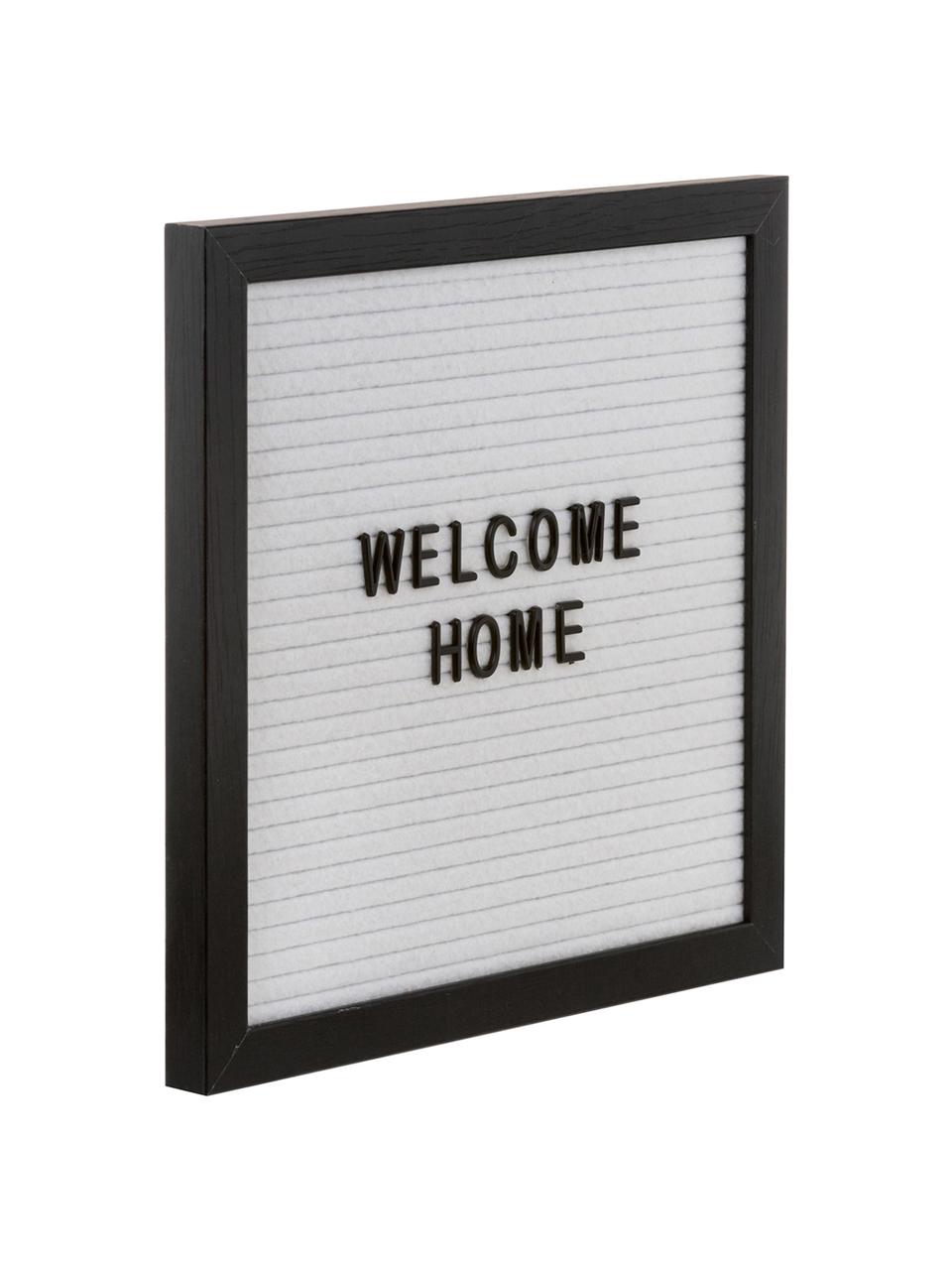 Letterbord Wallplaque met houten lijst, 291-delig, Frame: hout, Grijs, 26 x 26 cm