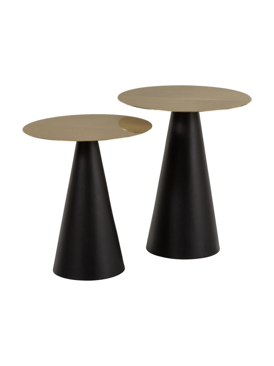 Table d'appoint en métal Zelda, 2 élém., Couleur dorée, noir, Lot de différentes tailles