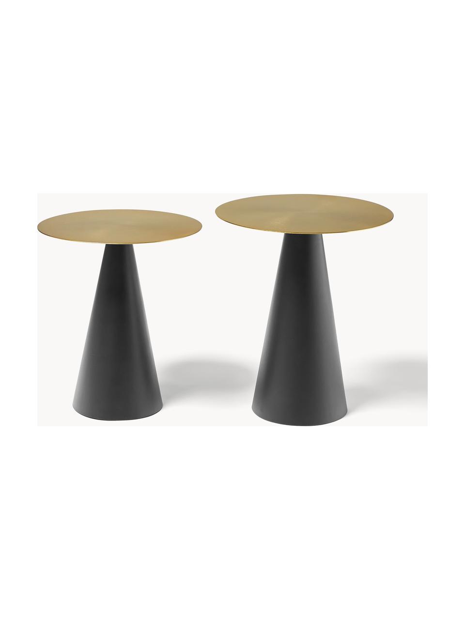 Tables d'appoint en métal Zelda, 2 élém., Couleur dorée, noir, Lot de différentes tailles