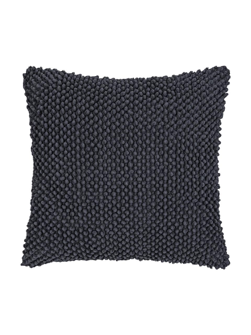 Funda de cojín texturizada Indi, 100% algodón, Gris oscuro, An 45 x L 45 cm
