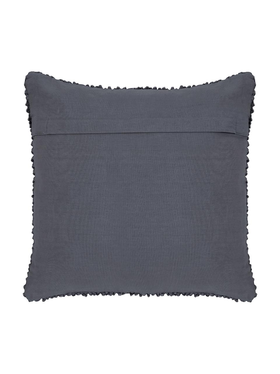 Housse de coussin 45x45 gris foncé Indi, 100 % coton, Gris foncé, larg. 45 x long. 45 cm