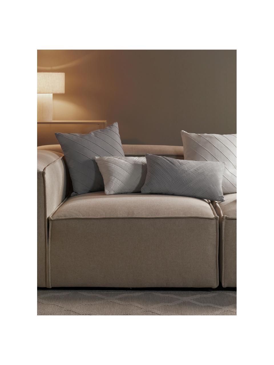 Housse de coussin en lin grise rectangulaire Maya, 51 % lin, 49 % coton, Gris, larg. 30 x long. 50 cm