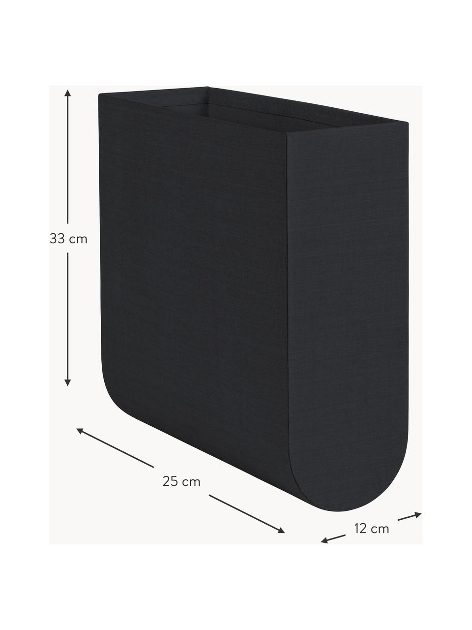 Handgemaakte opbergdoos Curved, B 12 cm, Bekleding: 100% katoen, Frame: karton, Zwart, B 12 x H 33 cm