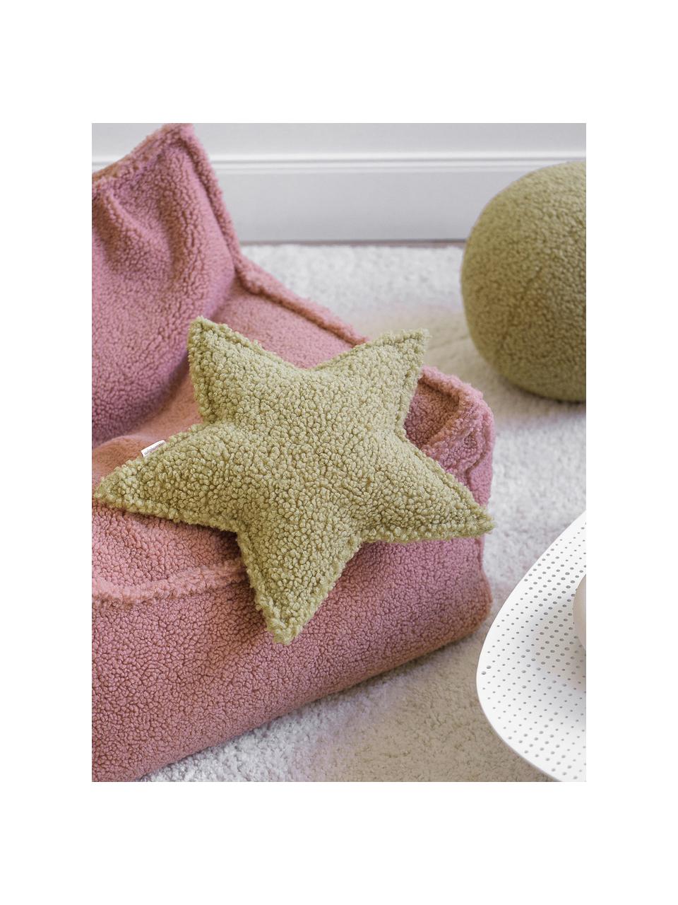 Coussin moelleux en peluche Star, Vert clair, larg. 37 cm x long. 40 cm