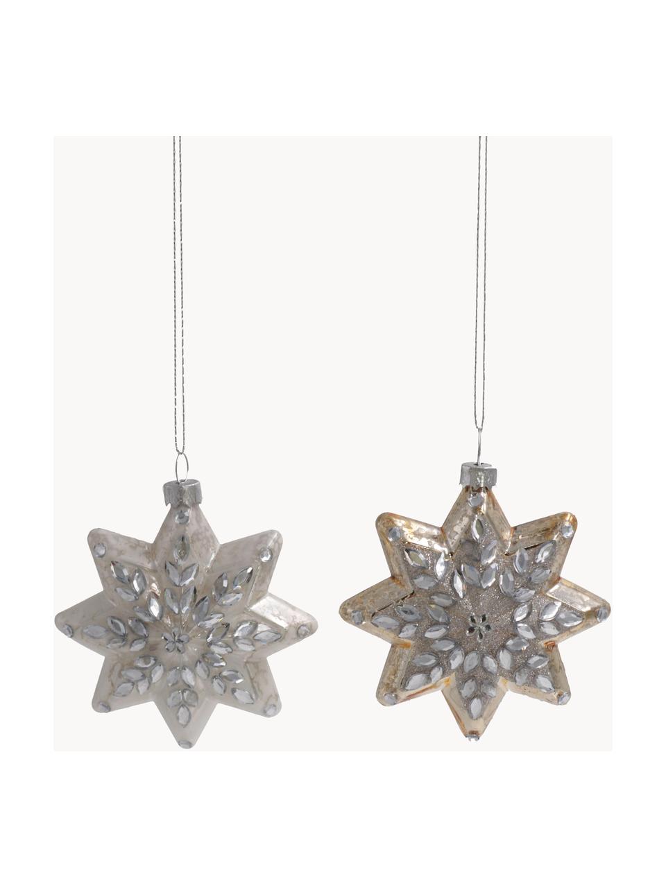 Baumanhänger Stars, 2er-Set, Argentato, dorato, Ø 9 x Alt. 9 cm