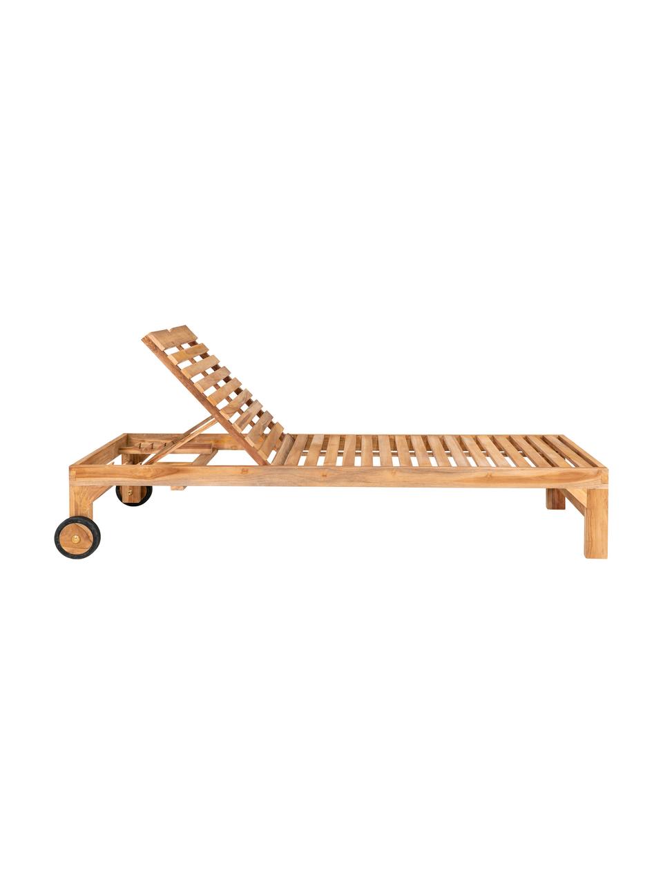 Tumbona de aluminio para exterior Andorra, Tapizado: algodón, Madera de teca, blanco crema, L 200 x An 62 cm
