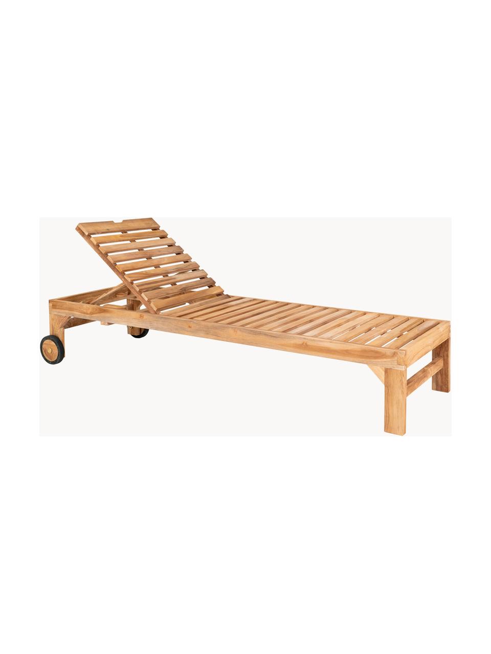 Gartenliege Andorra aus Teakholz mit Polsterauflage, Bezug: Baumwolle, Webstoff Cremeweiß, Teakholz, L 200 x B 62 cm