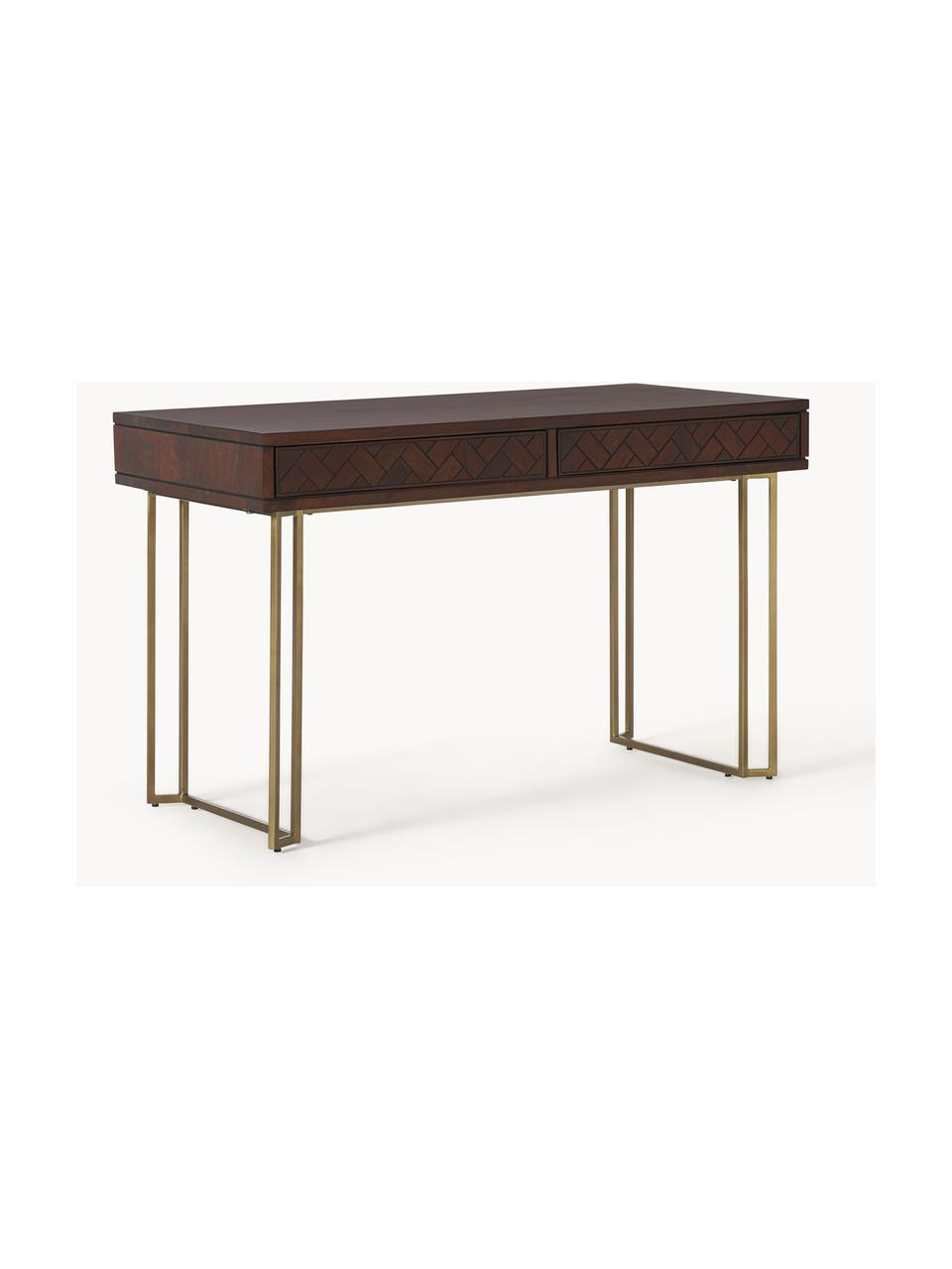 Bureau en manguier Luca, Manguier brun foncé laqué, Ø 125 x haut. 60 cm