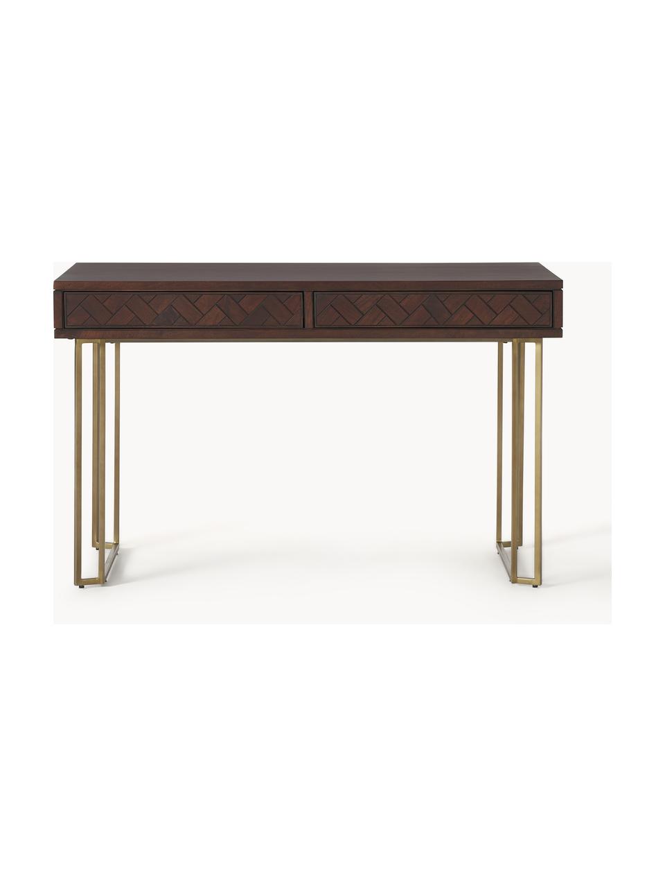 Bureau en manguier Luca, Manguier brun foncé laqué, Ø 125 x haut. 60 cm