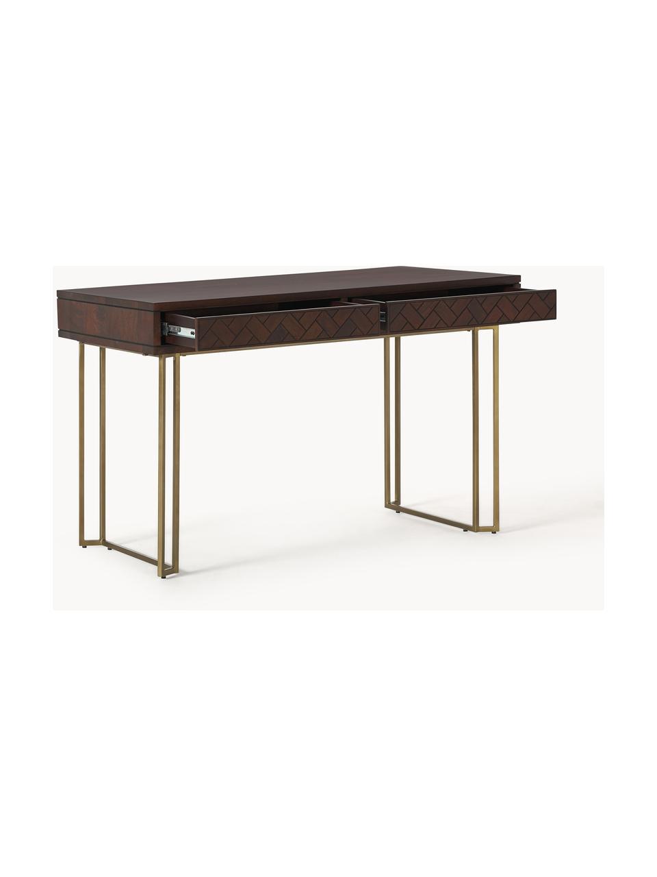 Bureau en manguier Luca, Manguier brun foncé laqué, Ø 125 x haut. 60 cm