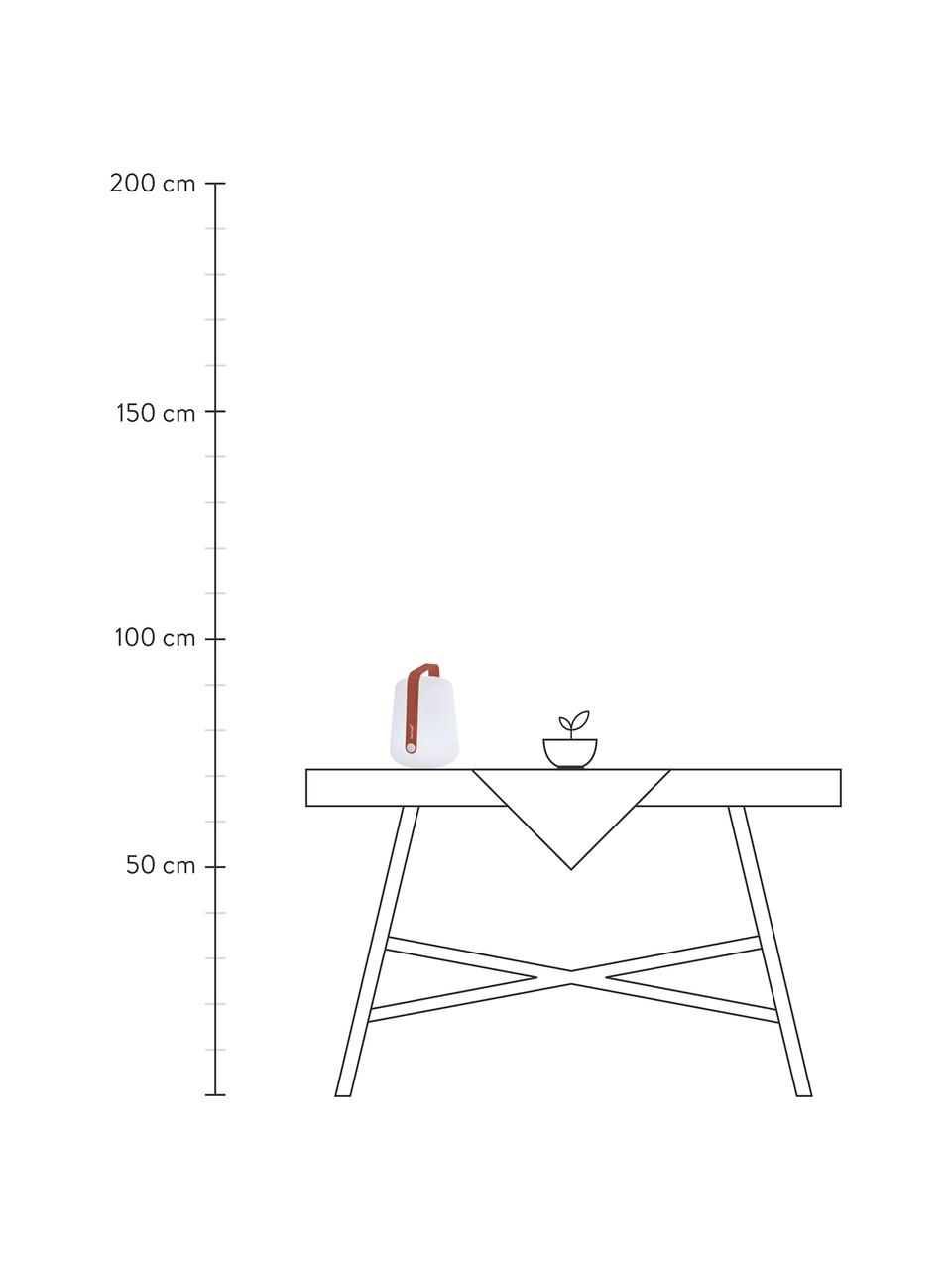 Lámpara de mesa regulable para exterior Balad, portátil, Pantalla: polietileno, Asa: aluminio, pintado, Blanco, rojo ocre, Ø 19 x Al 25 cm