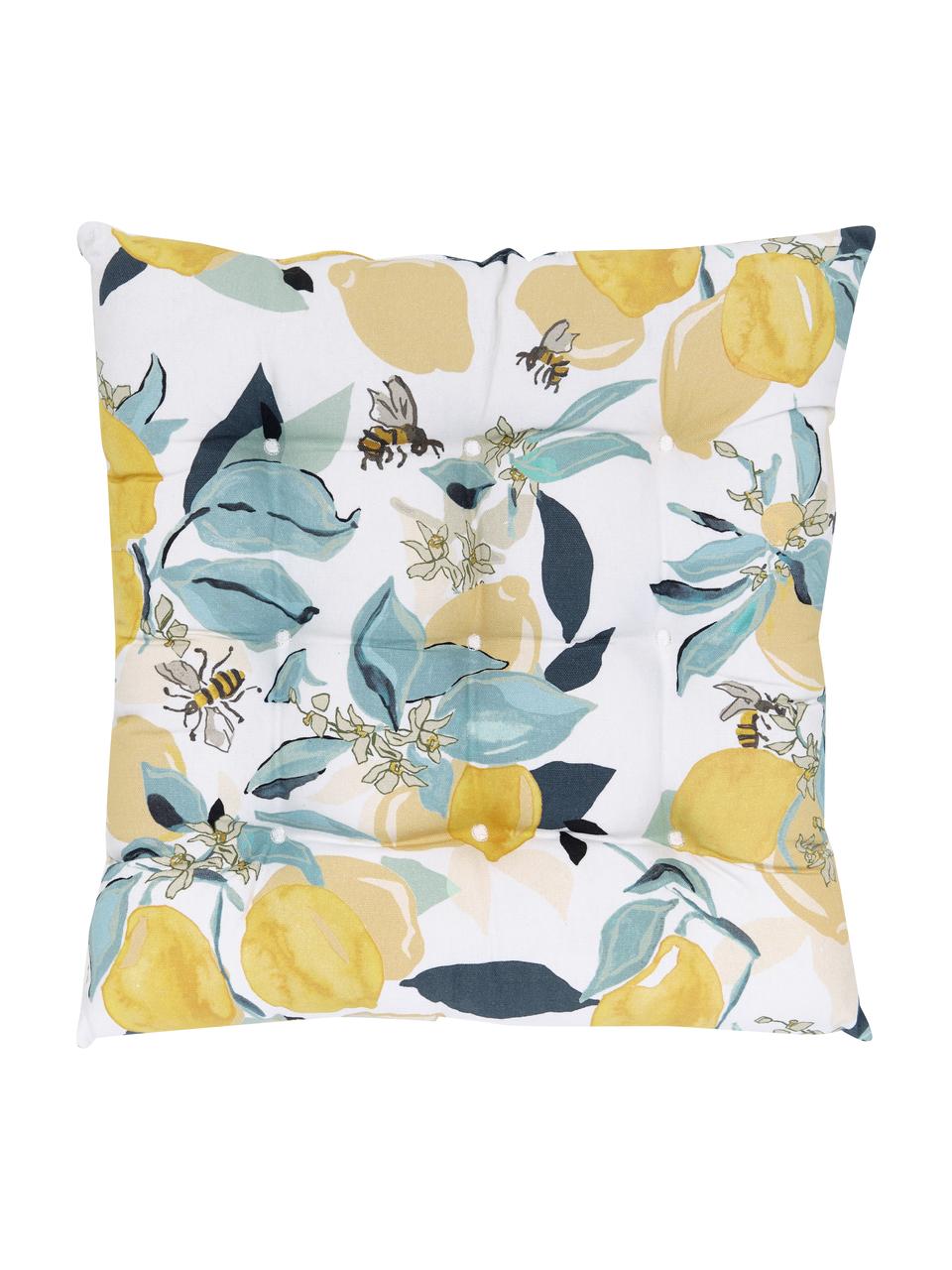 Katoenen zitkussen Bumble met citroenprint, Bekleding: 100% katoen, Meerkleurig, B 40 x L 40 cm