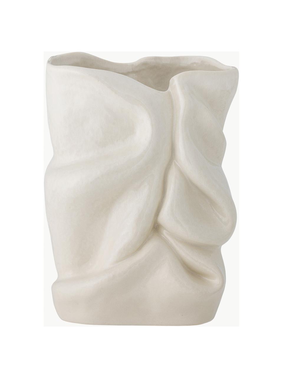 Vase Fabrice, H 22 cm, Steingut, Off White, B 16 x H 22 cm