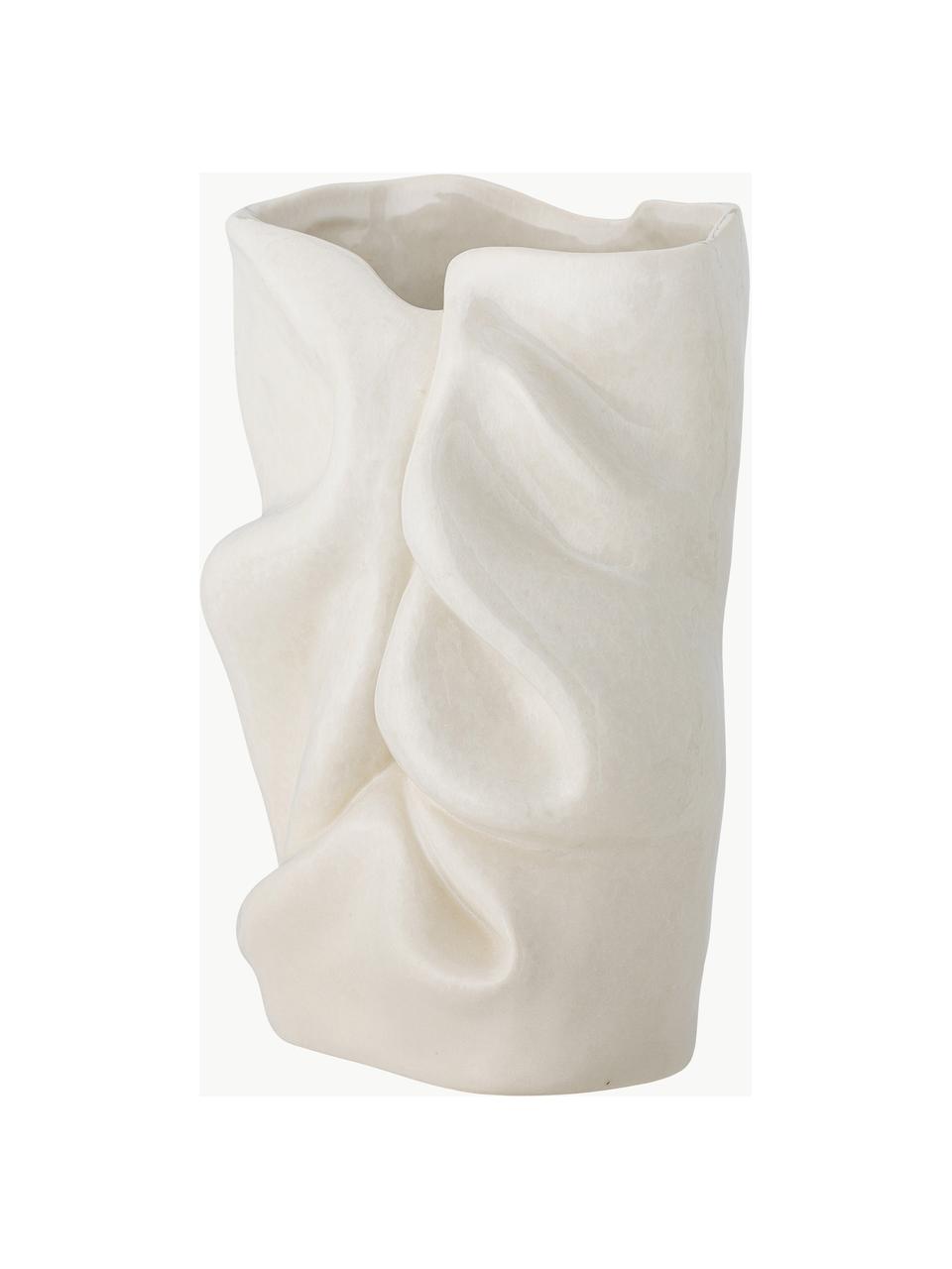 Vase Fabrice, H 22 cm, Steingut, Off White, B 16 x H 22 cm