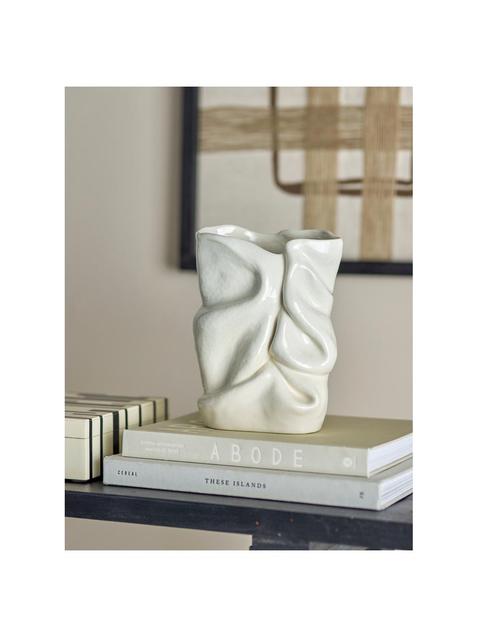 Vase Fabrice, H 22 cm, Steingut, Off White, B 16 x H 22 cm